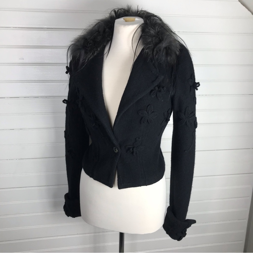 CLASS Roberto Cavalli Wool Jacket whit Fur Removable